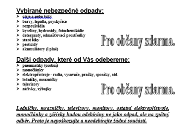 Svoz nebezpečného a objemného odpadu