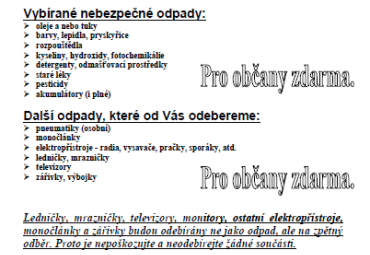 Svoz nebezpečného a objemného odpadu