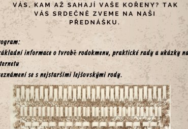 Přednáška o tvorbě rodokmenů Přednáška o tvorbě rodokmenů